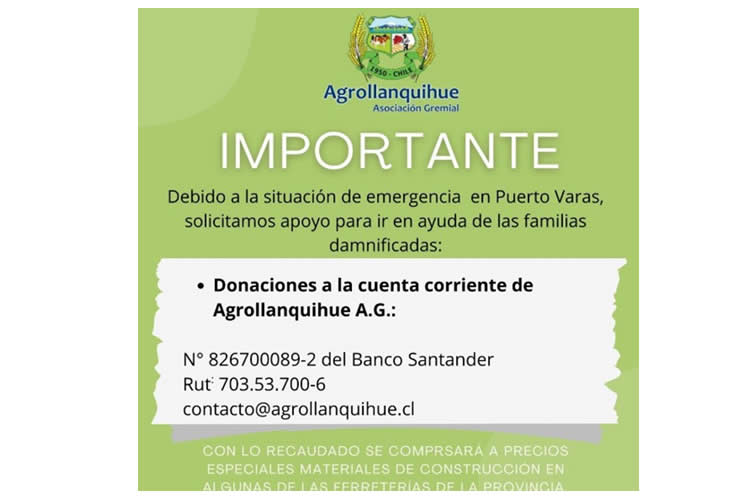 Agrollanquihue reúne ayuda para afectados por tornado en Puerto Varas