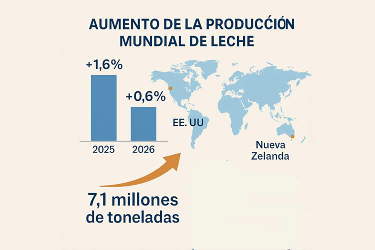 Crece la producción mundial de leche en 2025 y con previsión de que siga creciendo