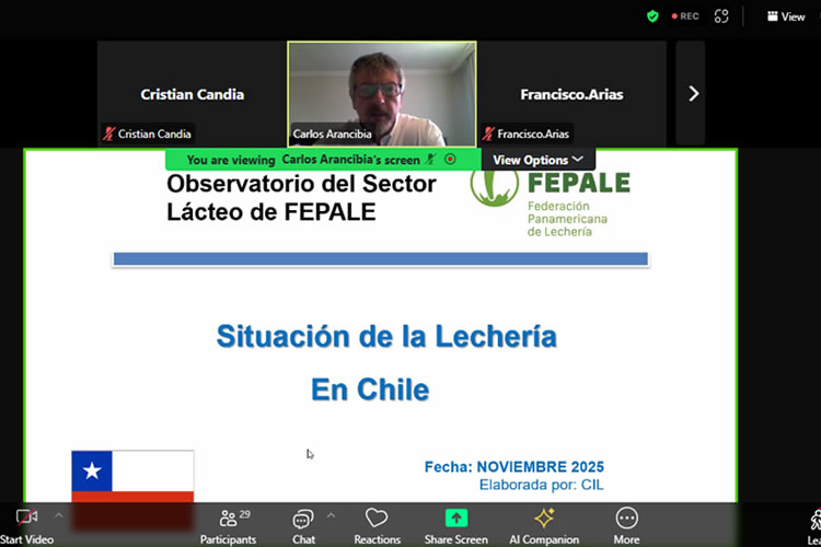 Fedeleche presenta la situación del sector lácteo en Chile para el Observatorio de Fepale
