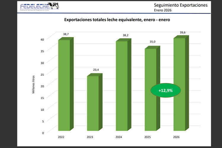 Exportaciones de leche equivalente arrancan el año con alza de 12,9% 