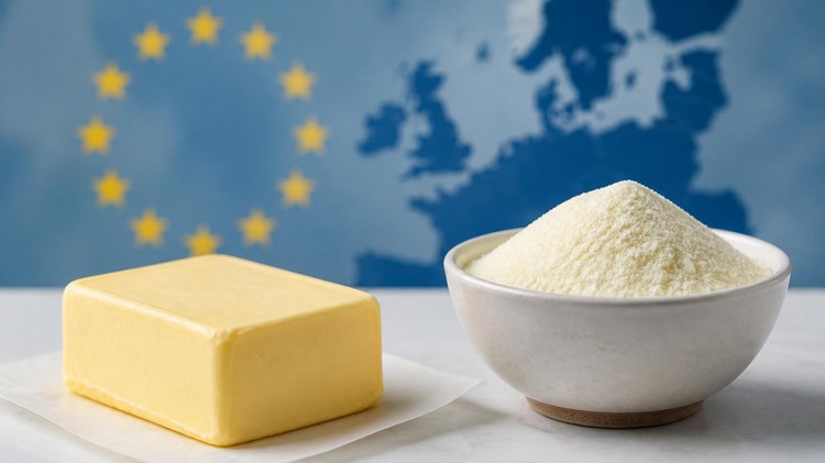 Mercado lácteo europeo: sube la mantequilla y la leche en polvo entera 